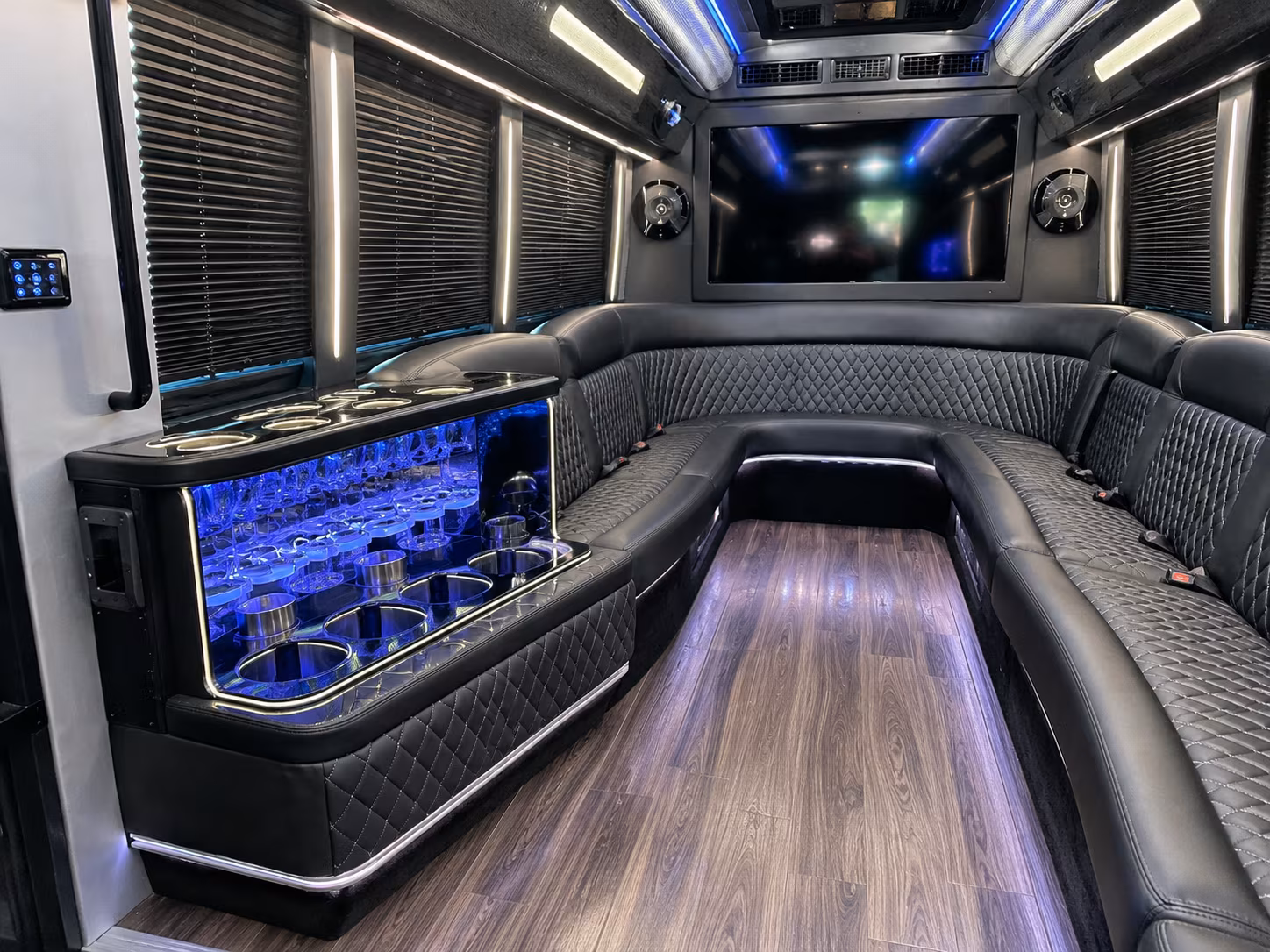Group inside a Durham bachelorette party bus