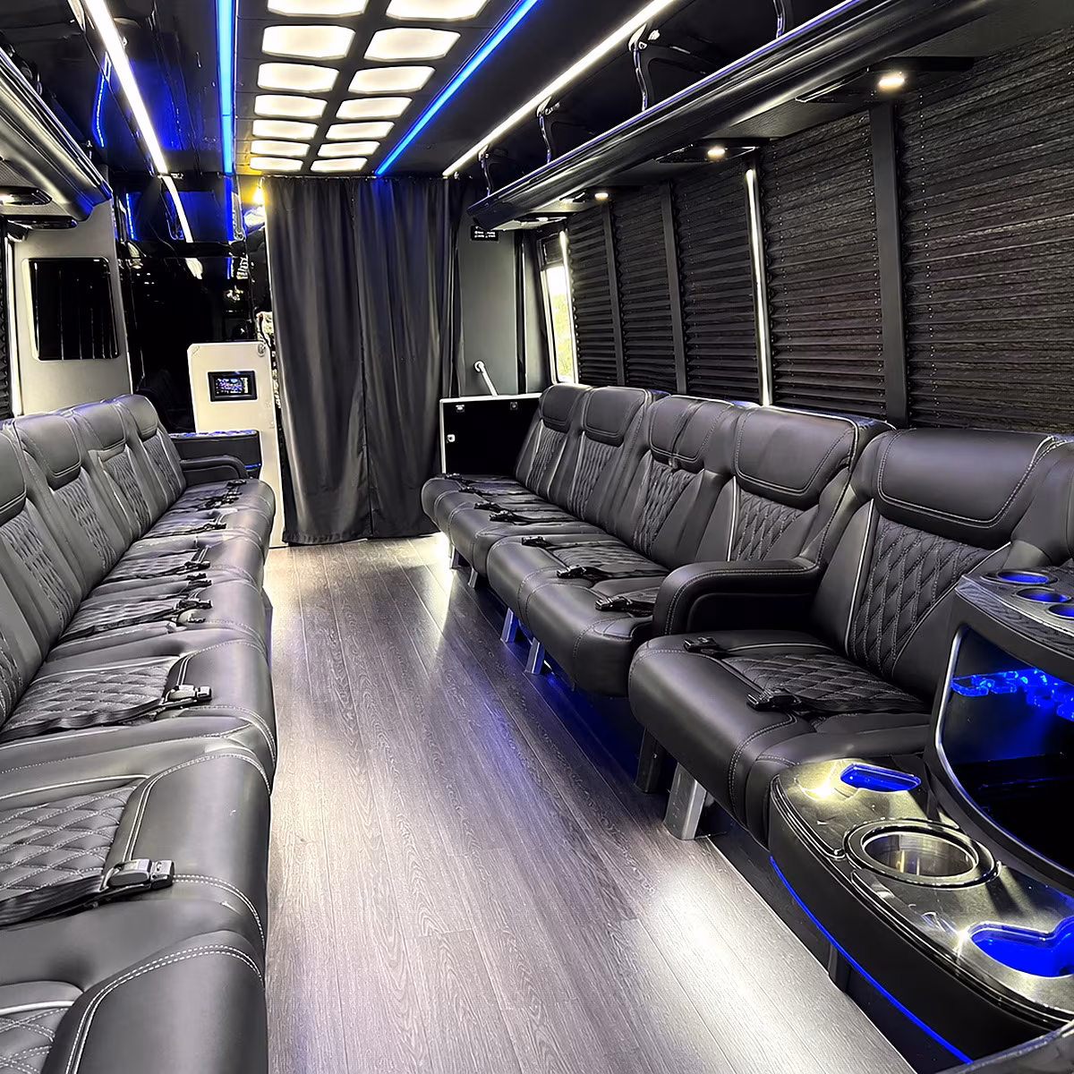 Durham Bachelor & Bachelorette Transportation party bus interior