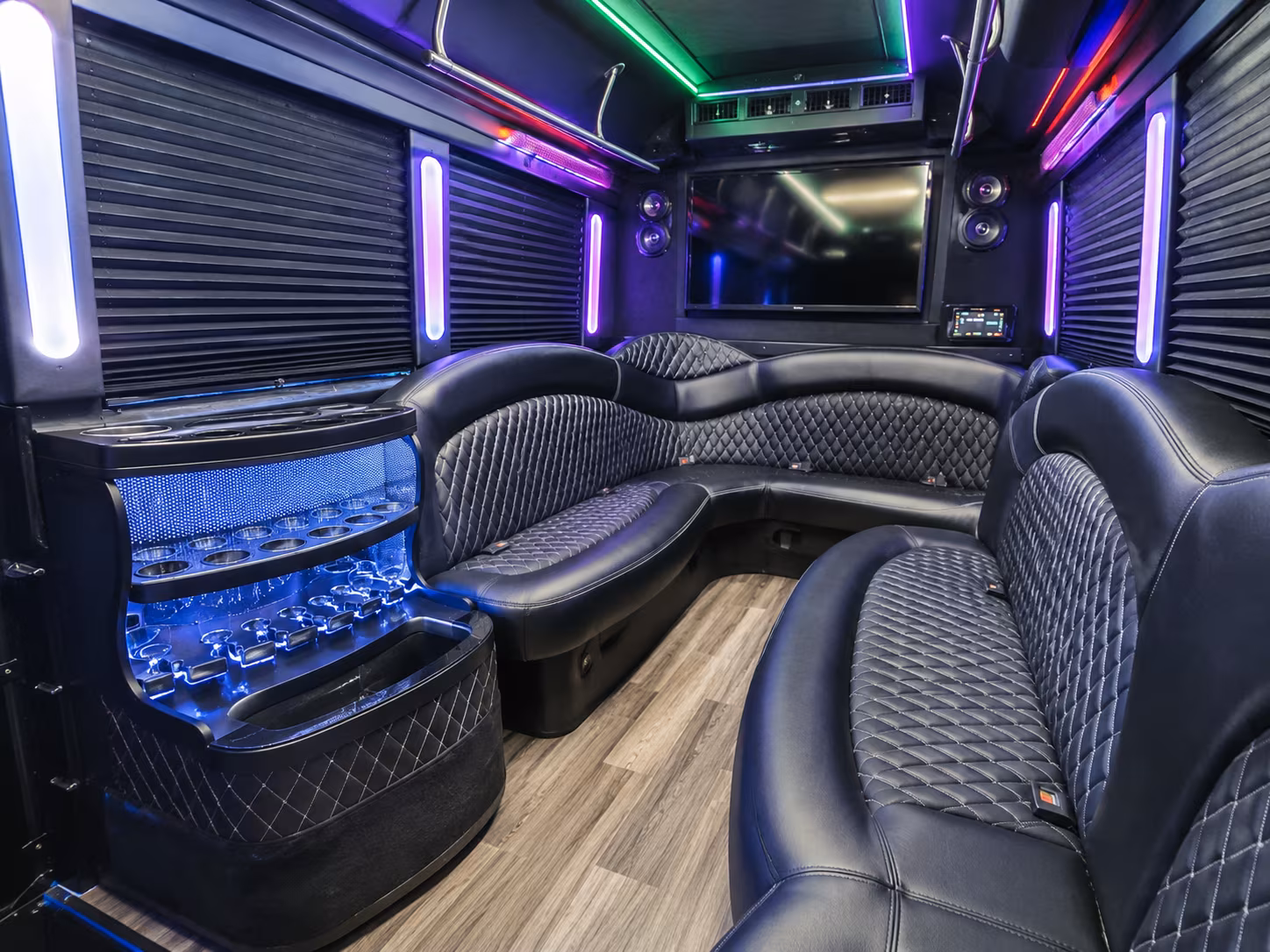 Durham Bachelor & Bachelorette Transportation party bus interior