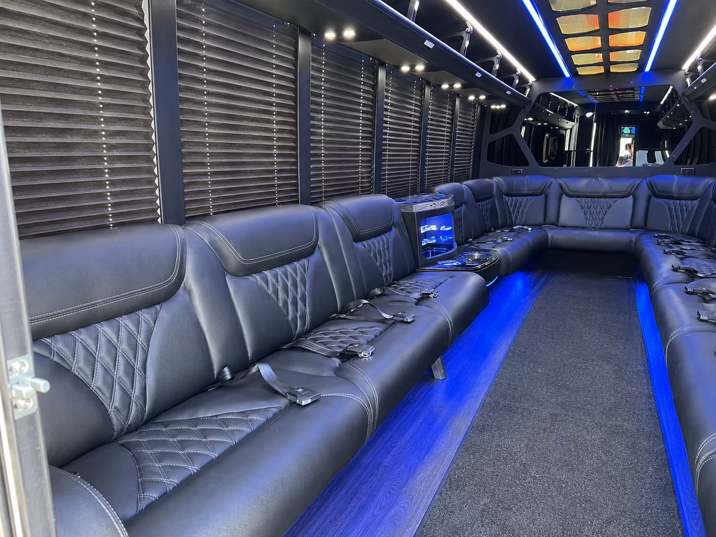Durham Birthday, Sweet 16, & Quinceañera Transportation party bus interior