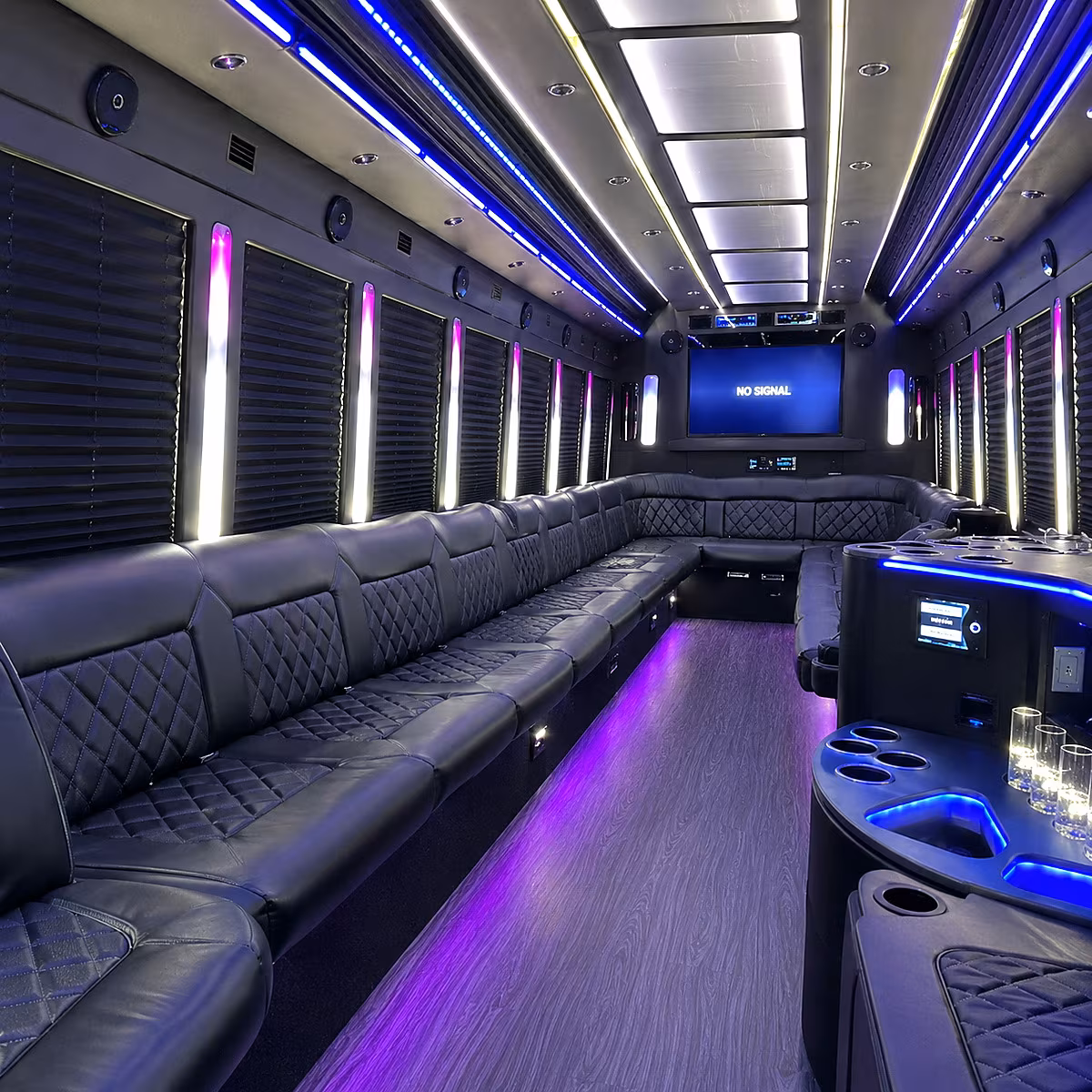 Durham Concert & Music Festival Transportation party bus interior