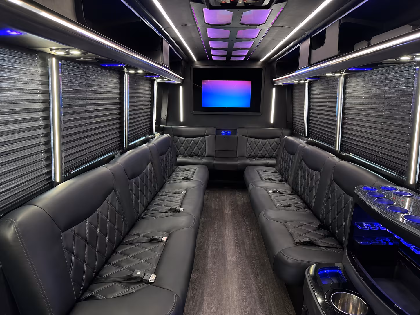 Durham Private Event Transportation party bus interior