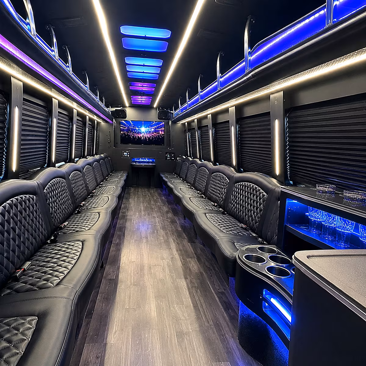 Durham Prom & Homecoming Transportation party bus interior