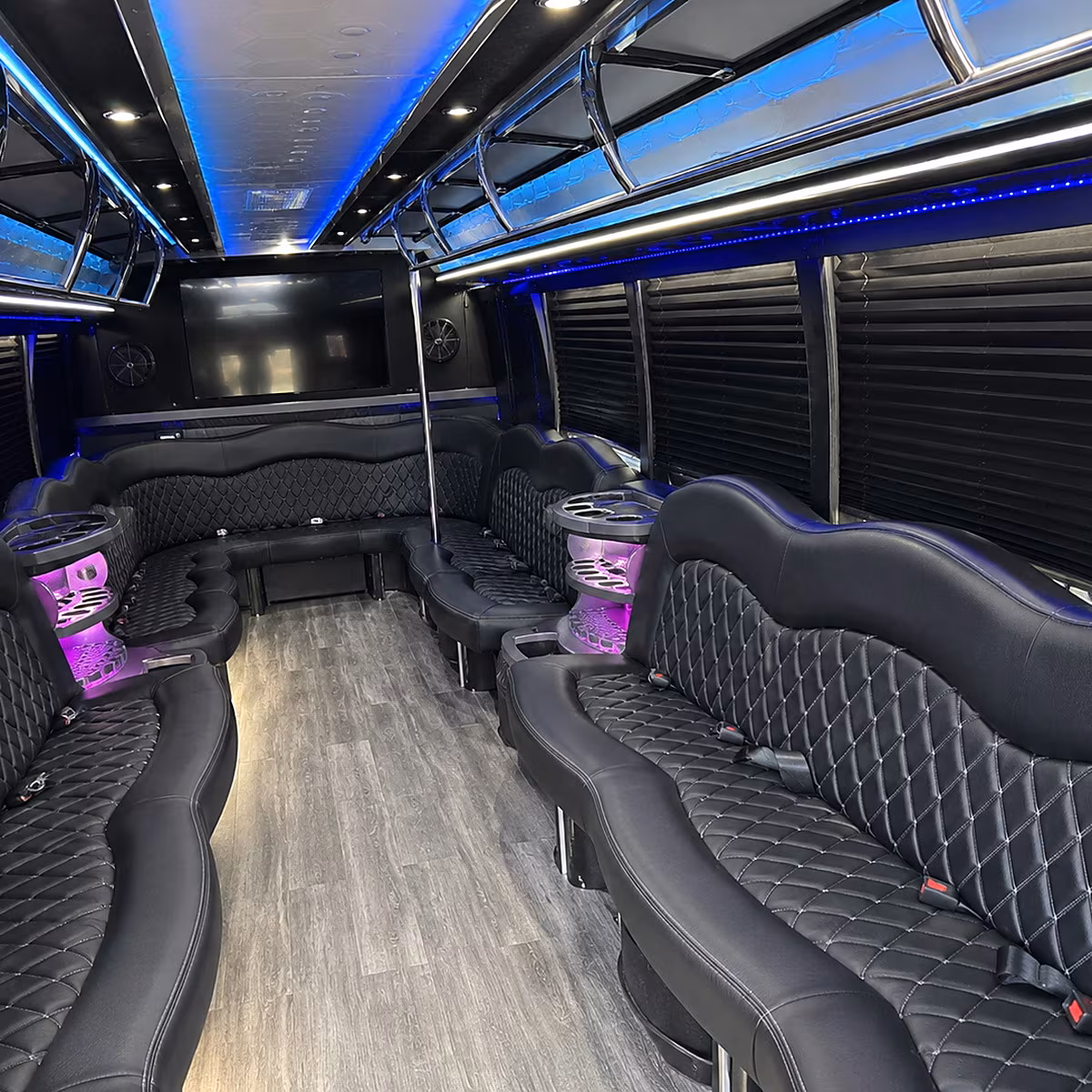 Durham Wedding Transportation party bus interior