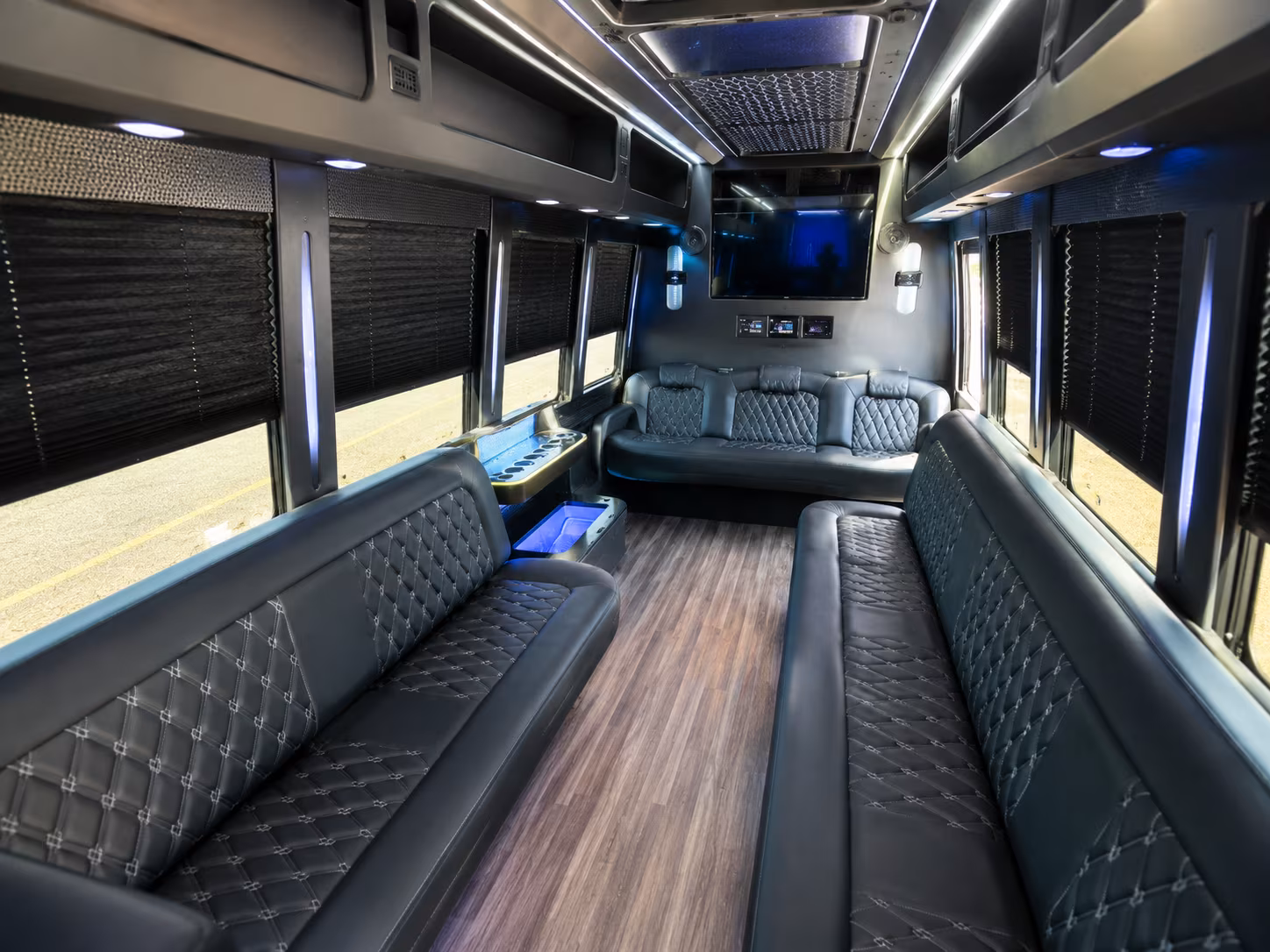 Durham Wedding Transportation party bus interior
