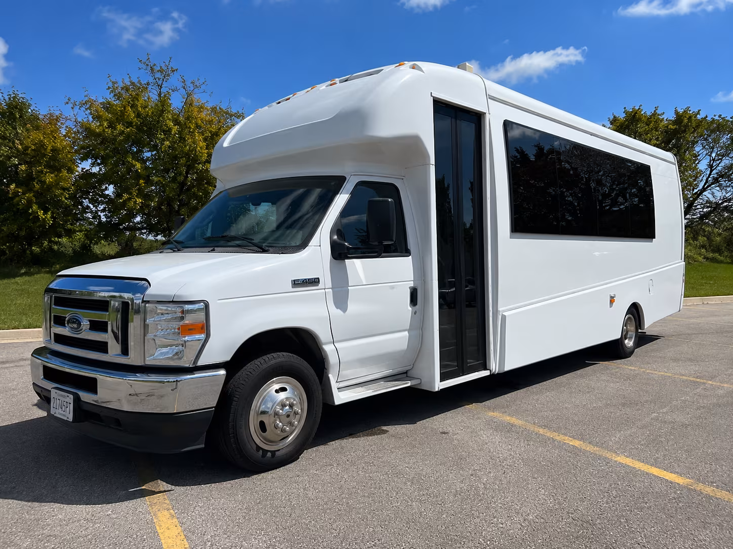 Interior of a party bus rental serving Durham