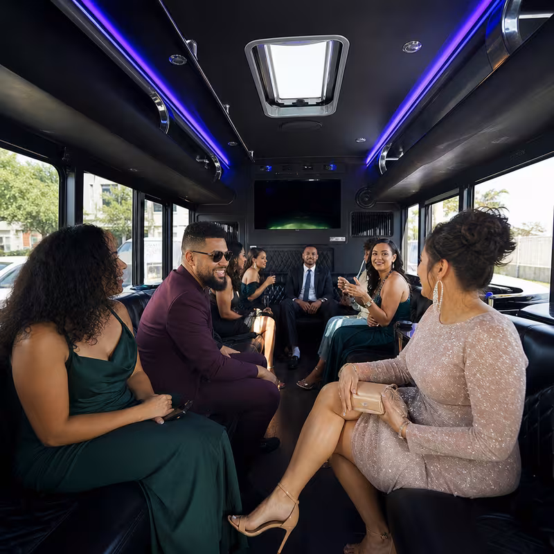 Black Mercedes Sprinter van staged for an Durham Private Event Transportation group