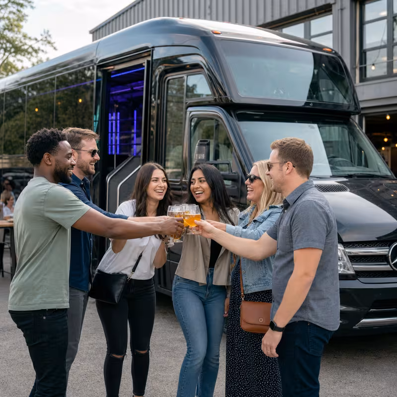 Passengers loading luggage while boarding an Durham group shuttle